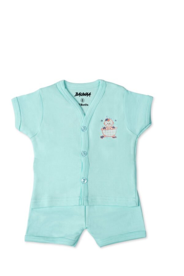 BAUWAA Baby Cotton Shorts Set (0–3 Months) – Unisex Summer Outfit with Front Buttons (Available in 5 Colors)