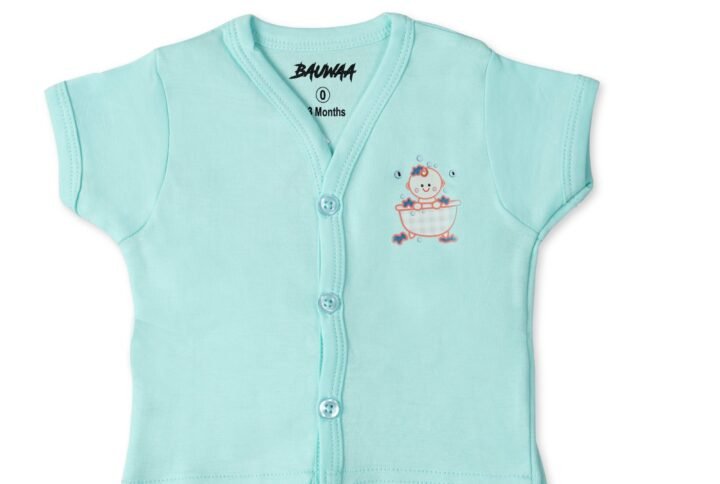 BAUWAA Baby Cotton Shorts Set (0–3 Months) – Unisex Summer Outfit with Front Buttons (Available in 5 Colors)